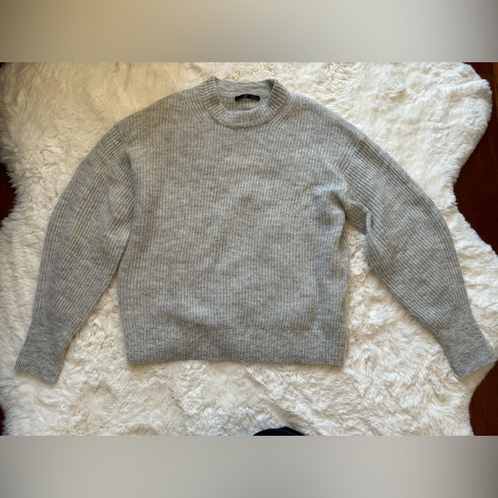 Quince Superfine Alpaca Crew, Light Grey, Size S